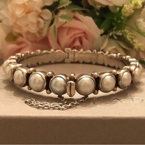 Rare Silpada Sterling Silver Freshwater Pearl Sunken Treasure Bracelet B2909